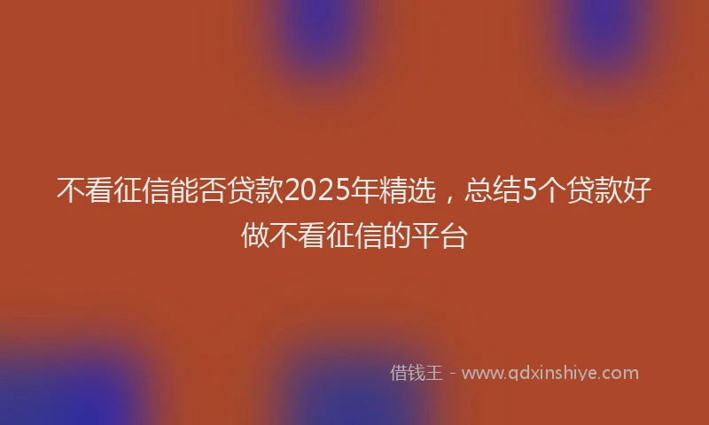 不看征信能否贷款2025年精选，总结5个贷款好做不看征信的平台
