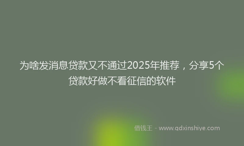 为啥发消息贷款又不通过2025年推荐，分享5个贷款好做不看征信的软件