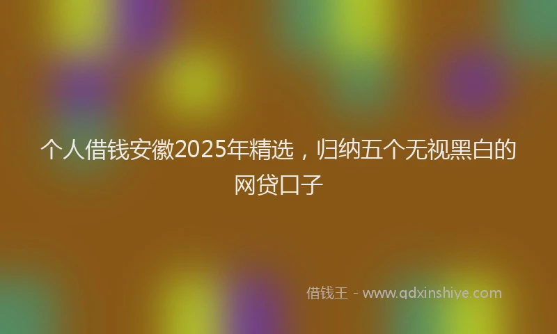 个人借钱安徽2025年精选，归纳五个无视黑白的网贷口子