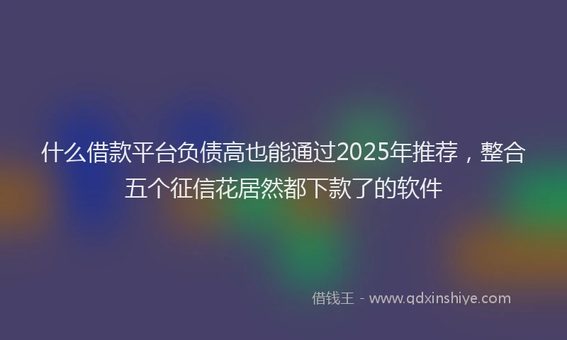 什么借款平台负债高也能通过2025年推荐，整合五个征信花居然都下款了的软件