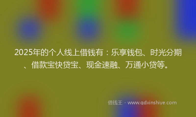 2025年的个人线上借钱有：乐享钱包、时光分期、借款宝快贷宝、现金速融、万通小贷等。