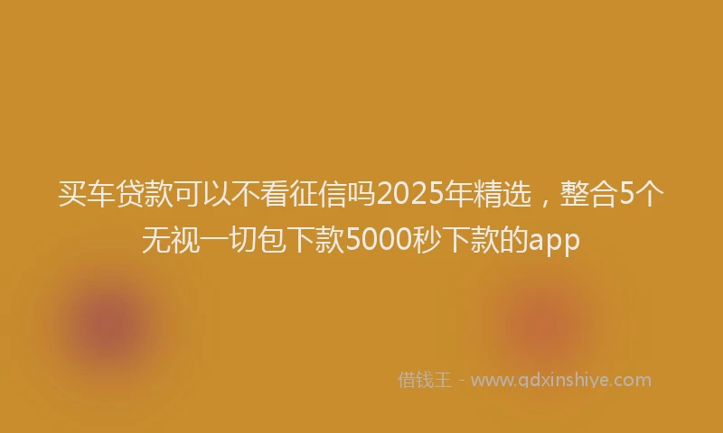 买车贷款可以不看征信吗2025年精选，整合5个无视一切包下款5000秒下款的app