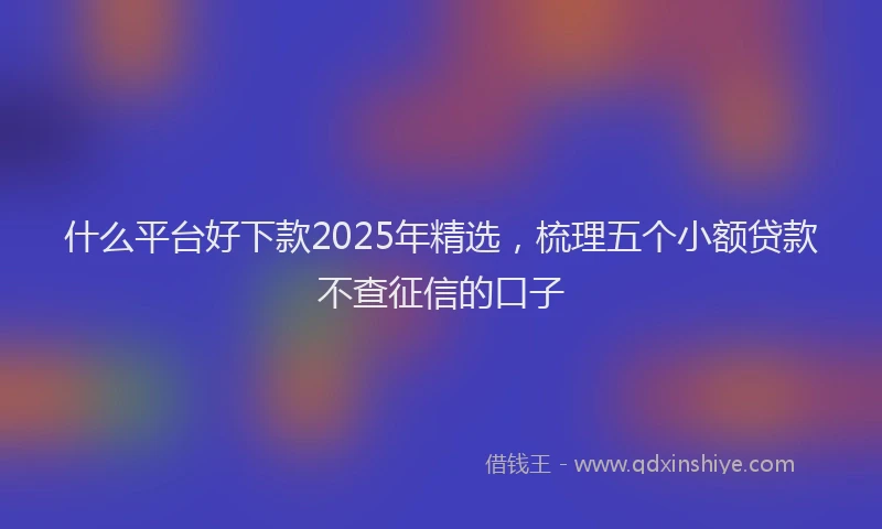 什么平台好下款2025年精选，梳理五个小额贷款不查征信的口子