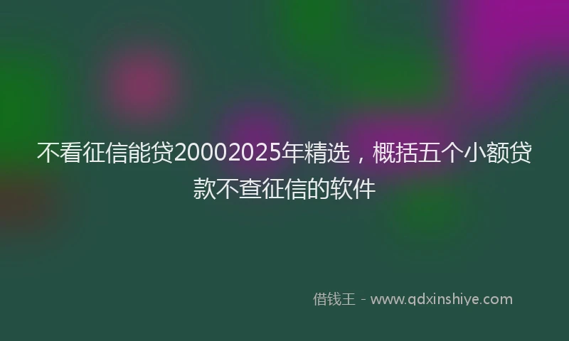 不看征信能贷20002025年精选，概括五个小额贷款不查征信的软件