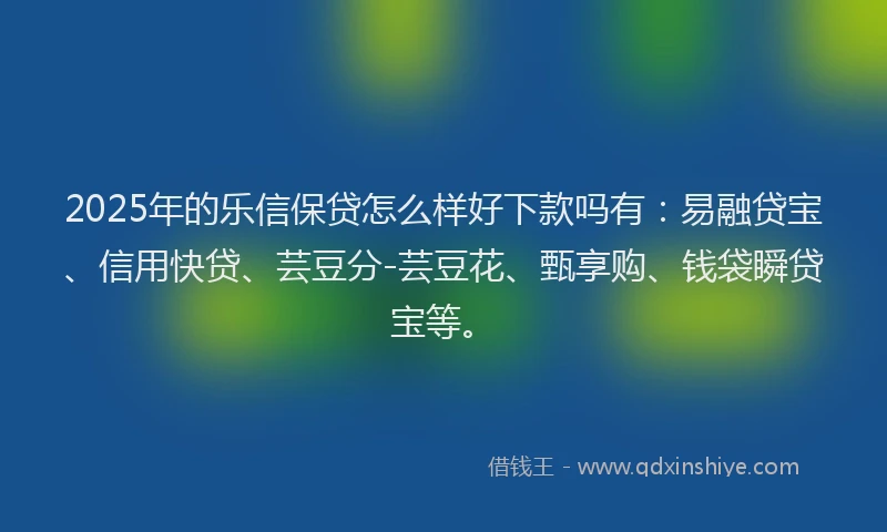 2025年的乐信保贷怎么样好下款吗有：易融贷宝、信用快贷、芸豆分-芸豆花、甄享购、钱袋瞬贷宝等。