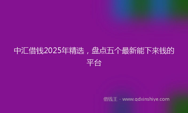 中汇借钱2025年精选，盘点五个最新能下来钱的平台