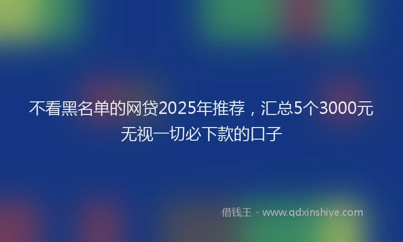 不看黑名单的网贷2025年推荐，汇总5个3000元无视一切必下款的口子