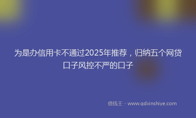 为是办信用卡不通过2025年推荐，归纳五个网贷口子风控不严的口子