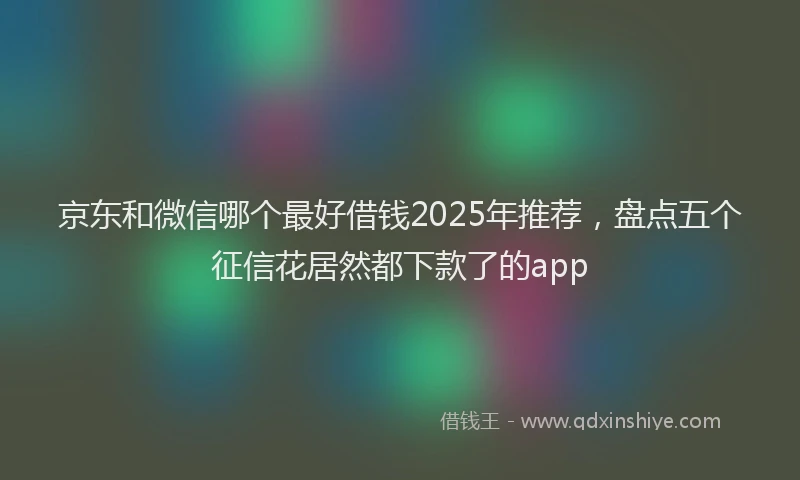 京东和微信哪个最好借钱2025年推荐，盘点五个征信花居然都下款了的app