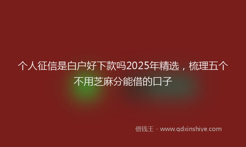 个人征信是白户好下款吗2025年精选，梳理五个不用芝麻分能借的口子