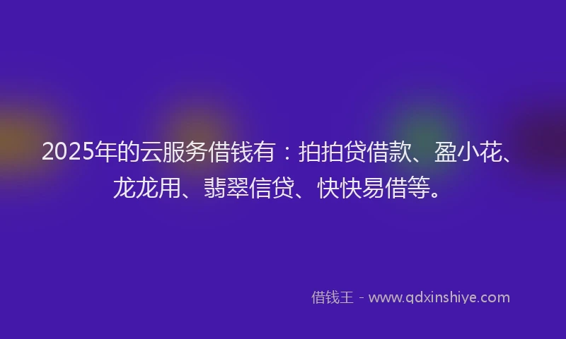 2025年的云服务借钱有：拍拍贷借款、盈小花、龙龙用、翡翠信贷、快快易借等。
