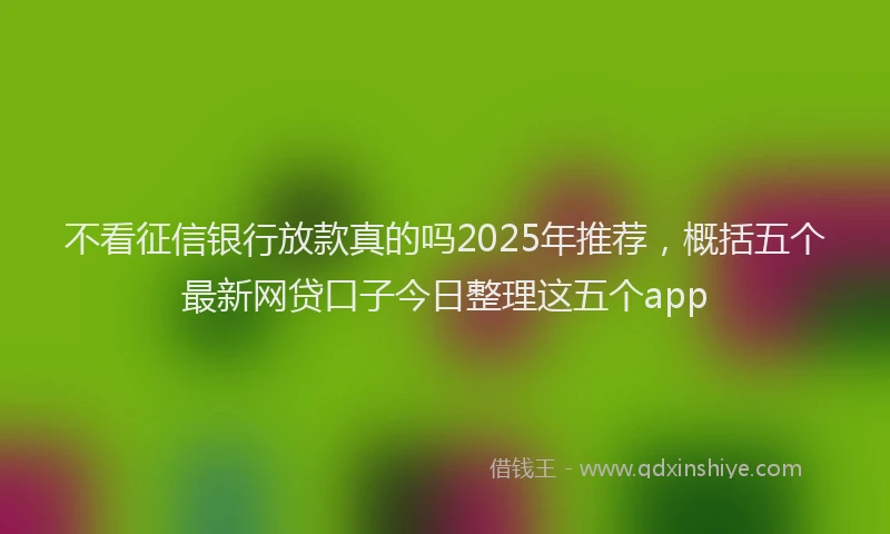 不看征信银行放款真的吗2025年推荐，概括五个最新网贷口子今日整理这五个app