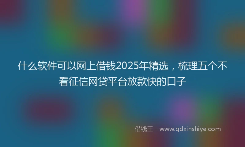 什么软件可以网上借钱2025年精选，梳理五个不看征信网贷平台放款快的口子