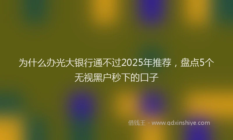 为什么办光大银行通不过2025年推荐，盘点5个无视黑户秒下的口子