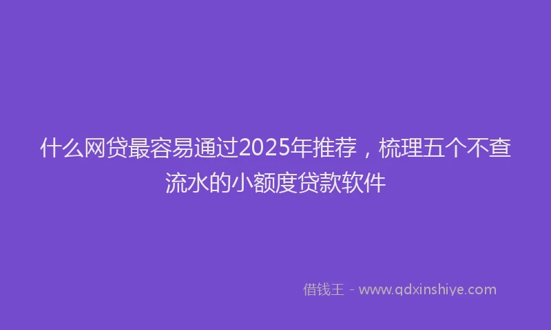 什么网贷最容易通过2025年推荐，梳理五个不查流水的小额度贷款软件