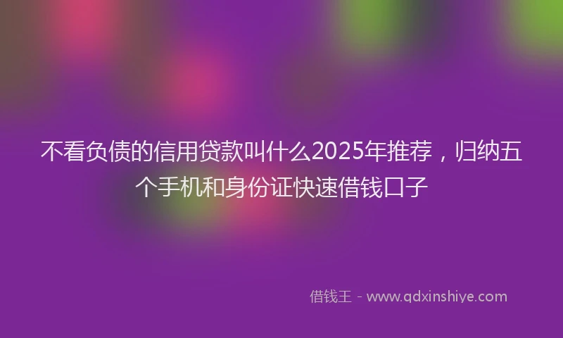 不看负债的信用贷款叫什么2025年推荐，归纳五个手机和身份证快速借钱口子
