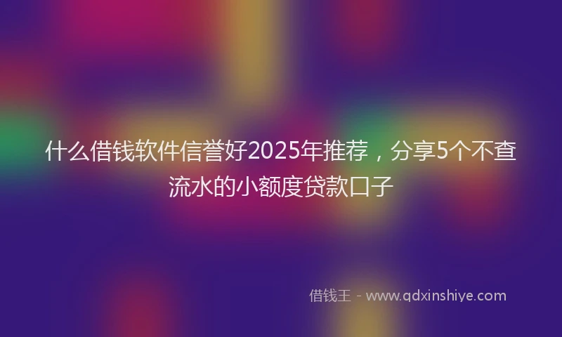 什么借钱软件信誉好2025年推荐，分享5个不查流水的小额度贷款口子