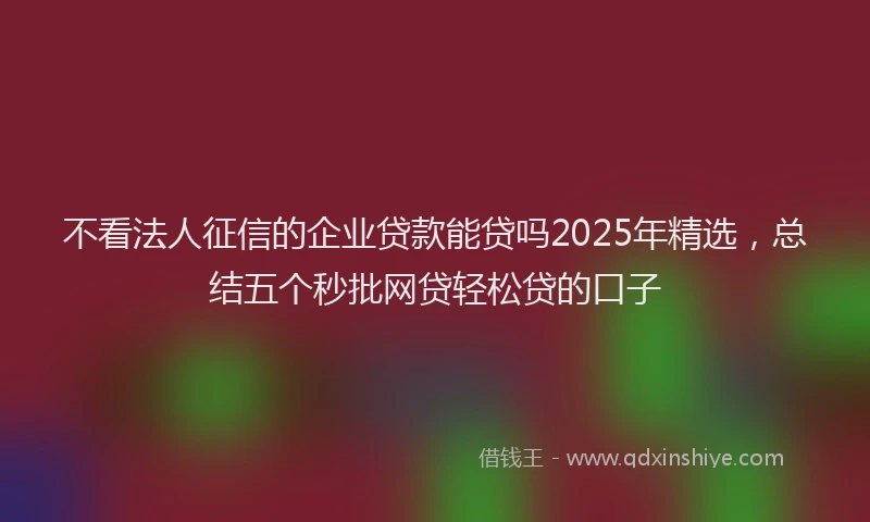 不看法人征信的企业贷款能贷吗2025年精选，总结五个秒批网贷轻松贷的口子