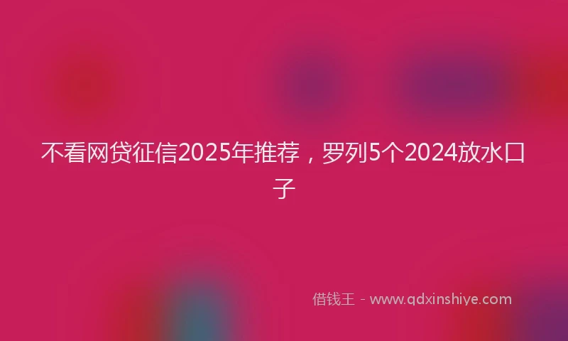 不看网贷征信2025年推荐，罗列5个2024放水口子