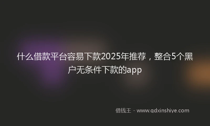 什么借款平台容易下款2025年推荐，整合5个黑户无条件下款的app