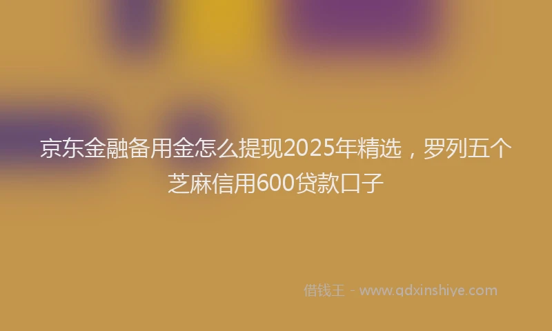京东金融备用金怎么提现2025年精选，罗列五个芝麻信用600贷款口子