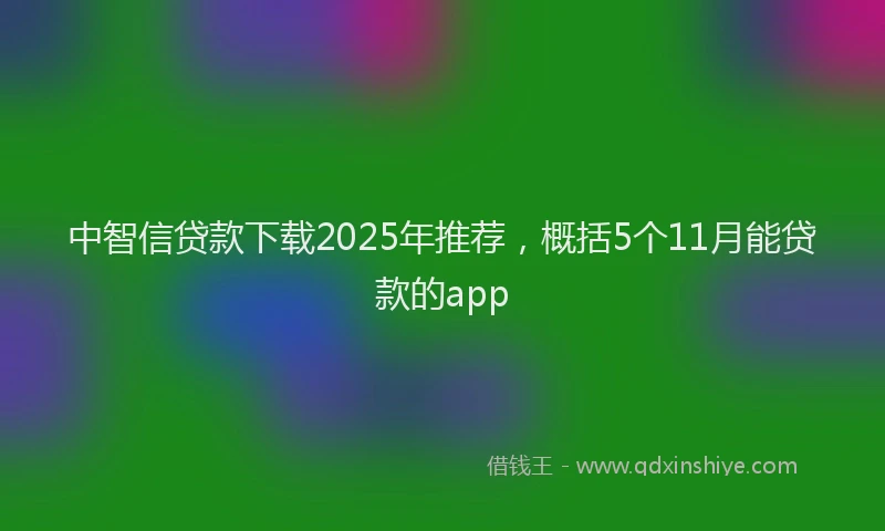 中智信贷款下载2025年推荐，概括5个11月能贷款的app