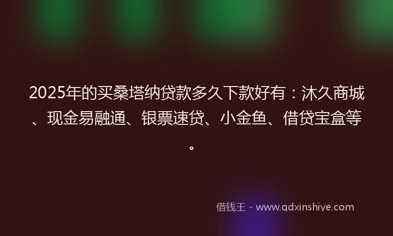 2025年的买桑塔纳贷款多久下款好有：沐久商城、现金易融通、银票速贷、小金鱼、借贷宝盒等。