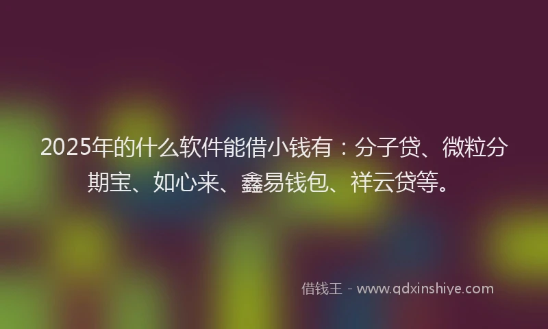 2025年的什么软件能借小钱有：分子贷、微粒分期宝、如心来、鑫易钱包、祥云贷等。