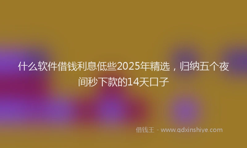 什么软件借钱利息低些2025年精选，归纳五个夜间秒下款的14天口子