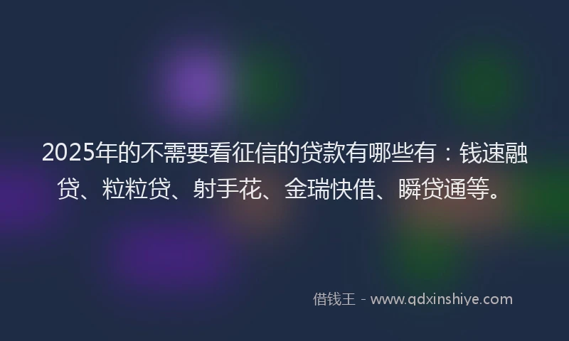 2025年的不需要看征信的贷款有哪些有：钱速融贷、粒粒贷、射手花、金瑞快借、瞬贷通等。