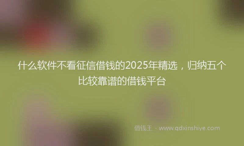 什么软件不看征信借钱的2025年精选，归纳五个比较靠谱的借钱平台