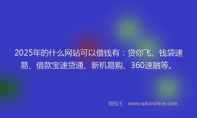 2025年的什么网站可以借钱有：贷你飞、钱袋速易、借款宝速贷通、新机易购、360速融等。