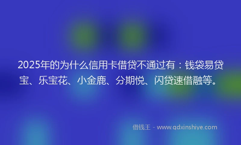 2025年的为什么信用卡借贷不通过有：钱袋易贷宝、乐宝花、小金鹿、分期悦、闪贷速借融等。