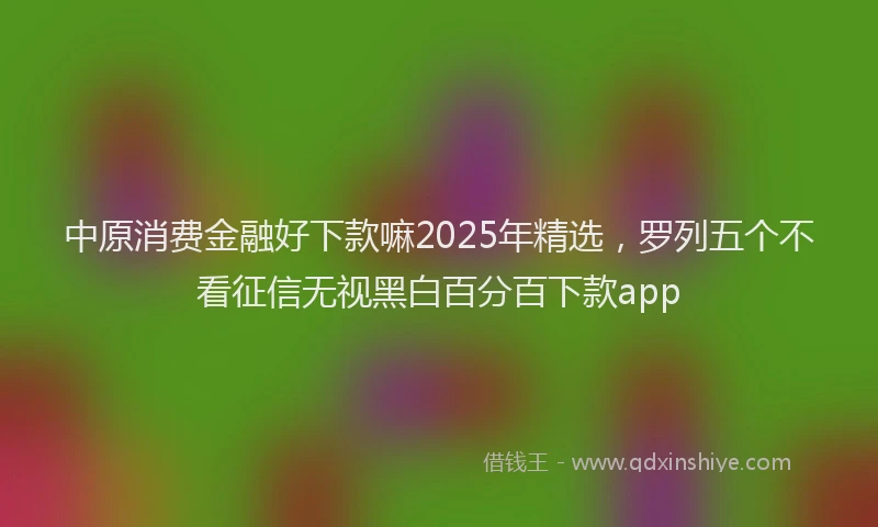 中原消费金融好下款嘛2025年精选，罗列五个不看征信无视黑白百分百下款app