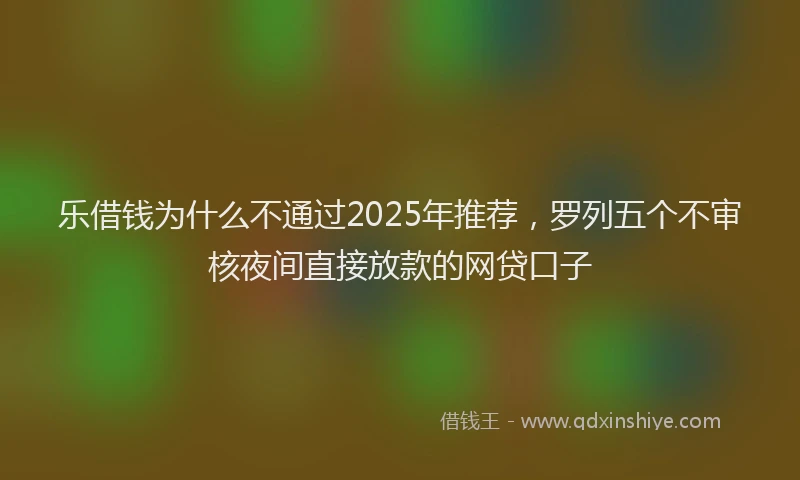 乐借钱为什么不通过2025年推荐，罗列五个不审核夜间直接放款的网贷口子