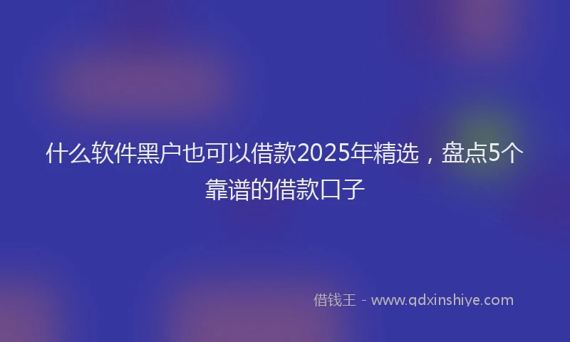 什么软件黑户也可以借款2025年精选，盘点5个靠谱的借款口子