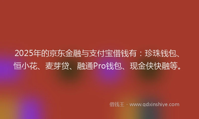 2025年的京东金融与支付宝借钱有：珍珠钱包、恒小花、麦芽贷、融通Pro钱包、现金侠快融等。