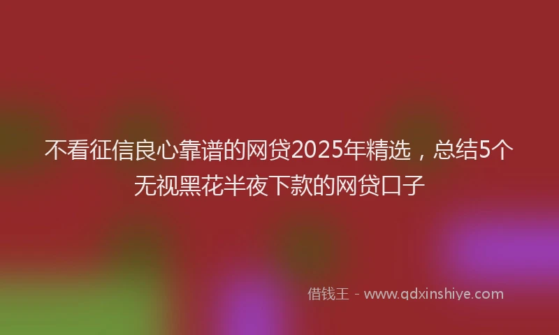 不看征信良心靠谱的网贷2025年精选，总结5个无视黑花半夜下款的网贷口子