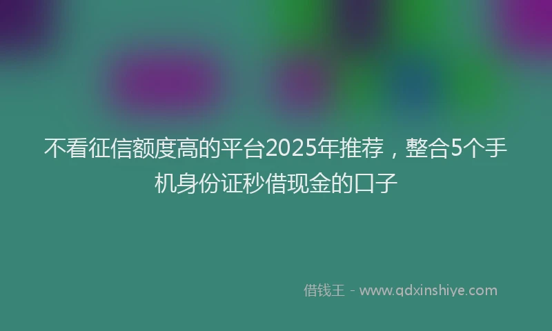 不看征信额度高的平台2025年推荐，整合5个手机身份证秒借现金的口子