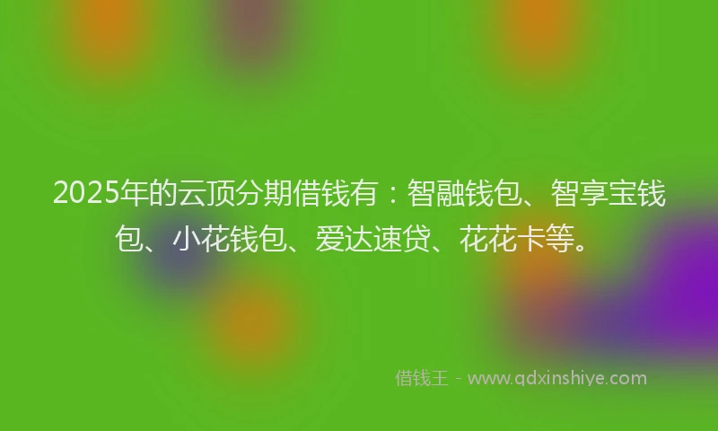 2025年的云顶分期借钱有：智融钱包、智享宝钱包、小花钱包、爱达速贷、花花卡等。