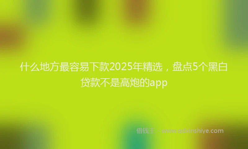 什么地方最容易下款2025年精选，盘点5个黑白贷款不是高炮的app