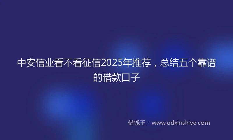 中安信业看不看征信2025年推荐，总结五个靠谱的借款口子