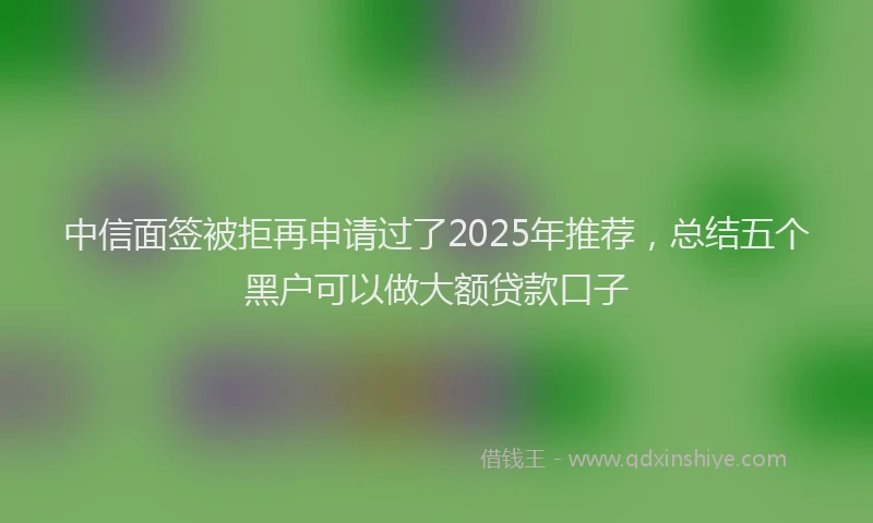 中信面签被拒再申请过了2025年推荐，总结五个黑户可以做大额贷款口子