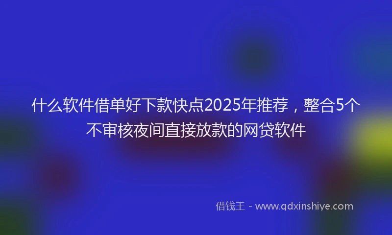 什么软件借单好下款快点2025年推荐，整合5个不审核夜间直接放款的网贷软件