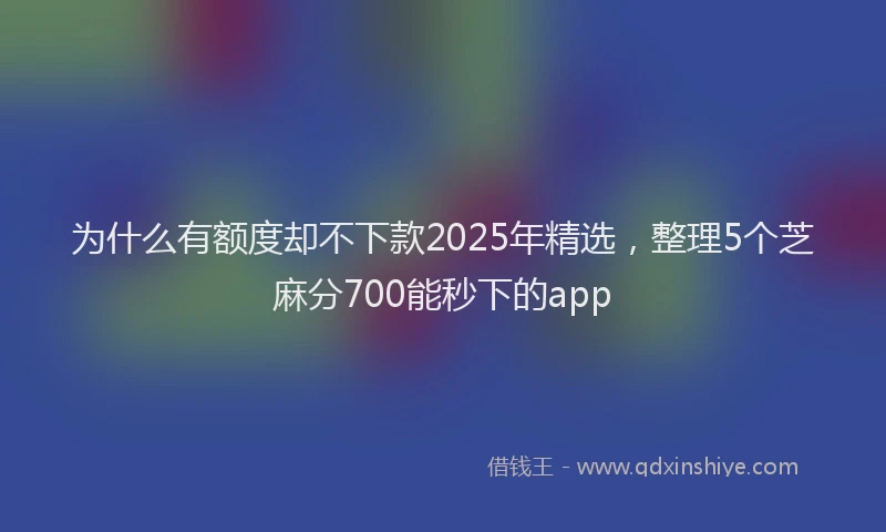 为什么有额度却不下款2025年精选，整理5个芝麻分700能秒下的app