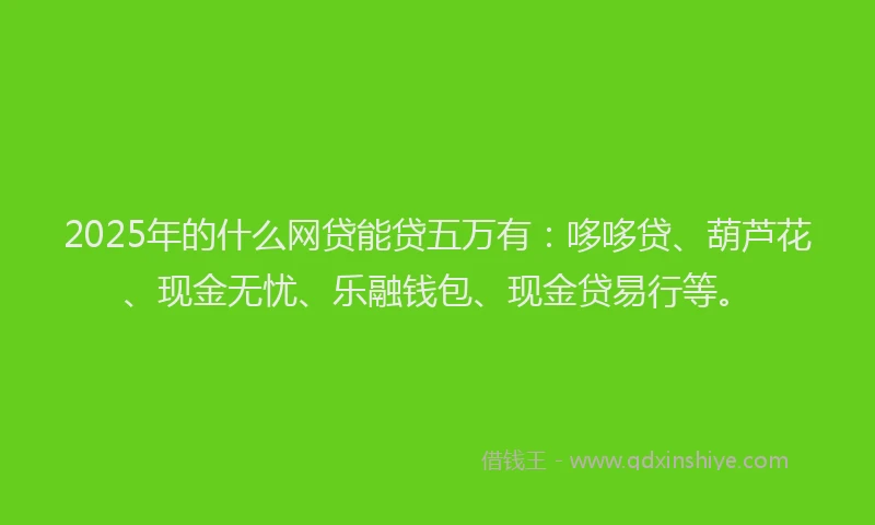 2025年的什么网贷能贷五万有：哆哆贷、葫芦花、现金无忧、乐融钱包、现金贷易行等。