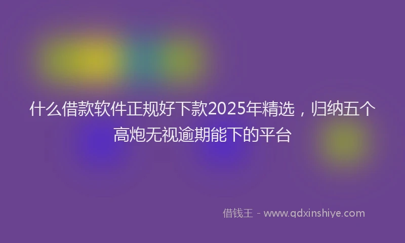 什么借款软件正规好下款2025年精选，归纳五个高炮无视逾期能下的平台