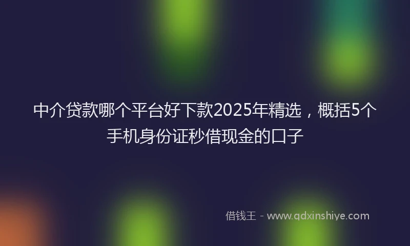 中介贷款哪个平台好下款2025年精选，概括5个手机身份证秒借现金的口子