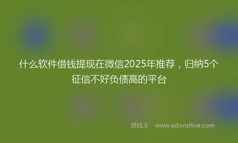 什么软件借钱提现在微信2025年推荐，归纳5个征信不好负债高的平台