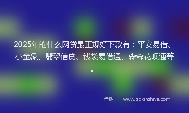 2025年的什么网贷最正规好下款有：平安易借、小金象、翡翠信贷、钱袋易借通、森森花呗通等。